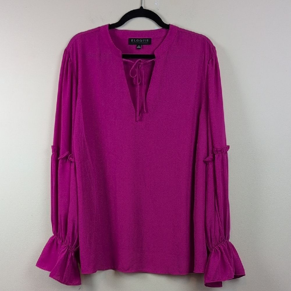 NWT Eloquii Women's Pink Ruffle Sleeve Blouse Size 20